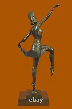 Hair Woman Ballerina Dancer Deco Art Large Done Bronze Sculpture Figure