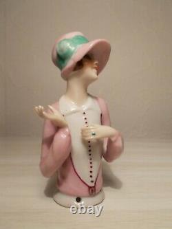 Half Figurine 1920 Porcelain Woman Sculpture Half Doll Statuette Art Deco