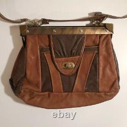 Handbag Shoulder Strap Leather Bronze Hand Made Woman Vintage Art Deco France N4621