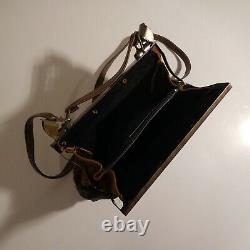 Handbag Shoulder Strap Leather Bronze Hand Made Woman Vintage Art Deco France N4621