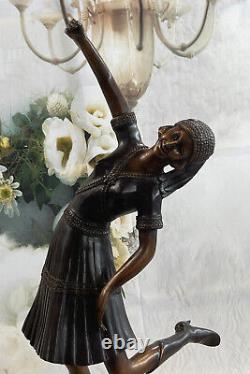 Handmade Woman Dancer Chiparus Bronze Marble Sculpture Deco Figure Art