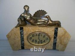 Hanger Clock Art Deco 1930 J. Salvado Statue Sculpture Woman To Dog February