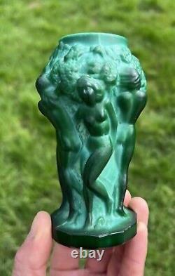 Hoffmann Vase Woman Nude Erotic Malachite Statue Deco Erotic Nude Woman Art