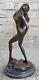 Hot Girl Bronze Statue Standing Chair Female Sculpture Woman Figure Art Deco