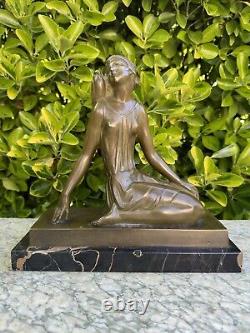 Ignacio Gallo & Bronze Art Deco & Woman with Bird