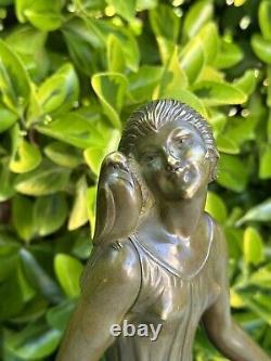 Ignacio Gallo & Bronze Art Deco & Woman with Bird