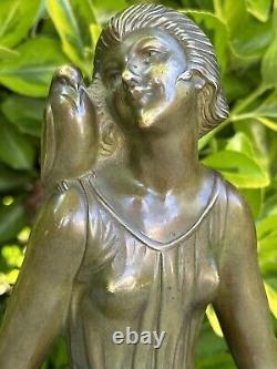 Ignacio Gallo & Bronze Art Deco & Woman with Bird