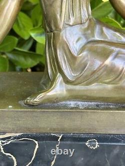 Ignacio Gallo & Bronze Art Deco & Woman with Bird