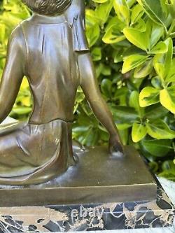 Ignacio Gallo & Bronze Art Deco & Woman with Bird