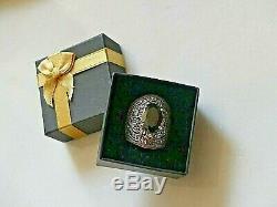 Imposing Ring Art Deco Woman Sterling Silver Marcasite Set With A Garnet / Occ