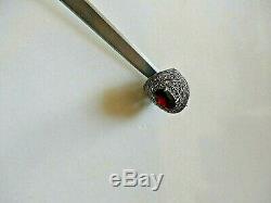 Imposing Ring Art Deco Woman Sterling Silver Marcasite Set With A Garnet / Occ