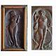 Interesting Antique Art Deco Panels Of A Nude Woman Signed Schimmel 31 X 18 Cm