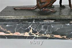 J Lormier, Woman Seated In Greyhound, Bronze Art Deco Signed, 20th Century