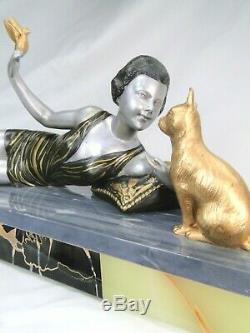J Salvado Beautiful Woman Statue Sculpture Art Deco Art On Marble Fonte 1925 Chat