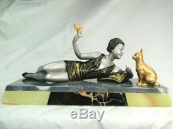 J Salvado Beautiful Woman Statue Sculpture Art Deco Art On Marble Fonte 1925 Chat