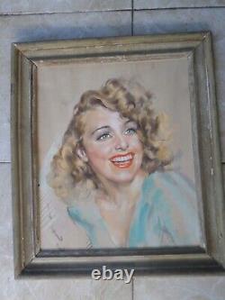 Jean-Albert GRAND-CARTERET Original Pastel Drawing - Woman - Art Deco Frame