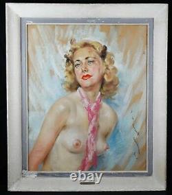 Jean Albert Grand-carteret (1903-1954) Young Woman Half-naked 72 X 58 CM Adler