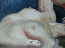 Jean Julien 1888 1974, Oil On Canvas, Lying Naked Woman