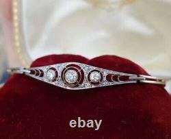 Jonc Women's Bracelet Art Deco White Gold 14k Fn 2.90 Carat Diamond Round 925