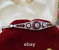 Jonc Women's Bracelet Art Deco White Gold 14k Fn 2.90 Carat Diamond Round 925