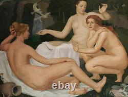 Joseph Lailhaca Painting Oil Landscape Arcadian Women Nude Bordeaux Art Deco