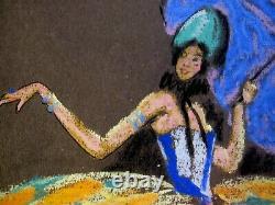 Josephine Baker 1930 Pastel/paper Umbrella Woman & Chimpanzé Gout Colin Icart