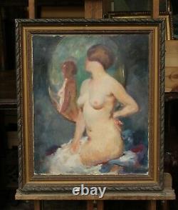 Julien Tavernier (1879-c. 1938) Nude Of Woman In The Mirror, Art Deco