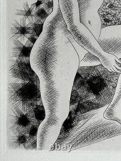 Kiyoshi HASEGAWA drypoint etching 1929 nude woman Nude Art Deco Japan