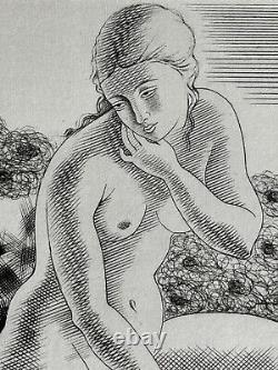 Kiyoshi HASEGAWA gravure etching 1929 nude woman Art Deco Japan