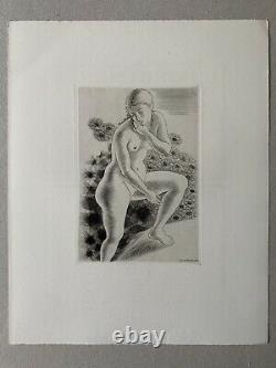 Kiyoshi Hasegawa Engraving Original Strong Water Etching 1929 Nude Woman Art Deco