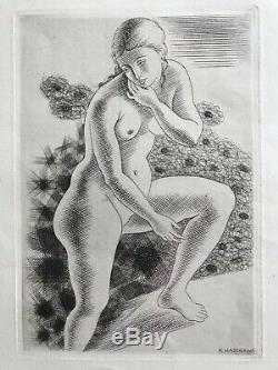 Kiyoshi Hasegawa Gravureeau Strong Etching Original 1929 Art Deco Nude Woman