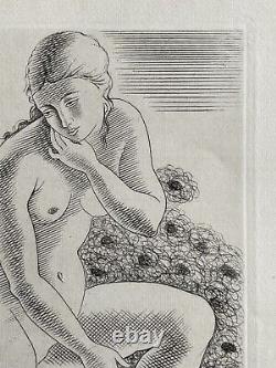 Kiyoshi Hasegwa Engraving Water Strong Original Etching 1929 Naked Woman Art Deco