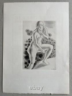 Kiyoshi Hasegwa Engraving Water Strong Original Etching 1929 Naked Woman Art Deco