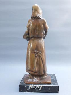 L. A. Carvin 1875-1951 Woman Au Basket Bronze Scuplture Statuette Art Deco 1900
