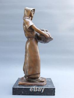 L.a. Woman Carvin 1875-1951 To Cart Bronze Statue Art Deco Scuplture 1900