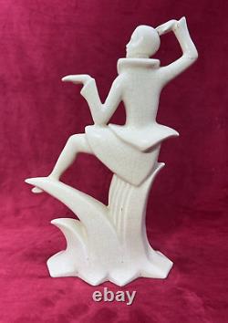 Lady Women Crackle Glaze Sculpture Statue Femme Craquele Art Deco Egyptomania