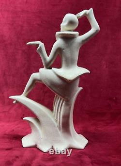 Lady Women Crackle Glaze Sculpture Statue Femme Craquele Art Deco Egyptomania