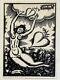 Lajos Kosma Kozma Woodcut Nude Woman Feminine Art Deco 1924