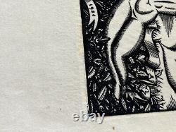 Lajos Kozma woodcut nude woman Art Deco 1924