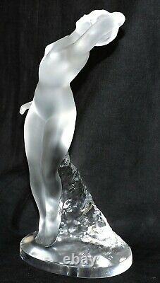 Lalique France Women's Statue In Front Of A Cristal Rock