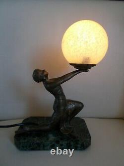 Lamp Art Deco 1930 Statue Woman Dancer Bronze Metal Sculpture