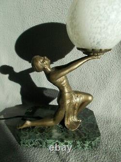Lamp Art Deco 1930 Statue Woman Dancer Bronze Metal Sculpture