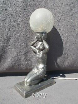 Lamp Art Deco 1930 Statue Woman Dancer Glass Globe Sculpture Nightlight
