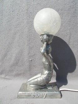 Lamp Art Deco 1930 Statue Woman Dancer Glass Globe Sculpture Nightlight