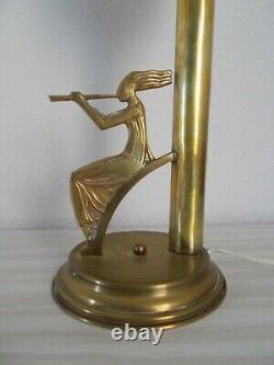 Lamp Art Deco From The 1930s To 1950s Glass Globe Sculpture Woman Statuette