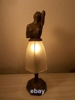 Lamp Nightby Art Deco 1930 Sculpture Femme Statue Lamp Figural 30s Statuette