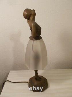 Lamp Nightby Art Deco 1930 Sculpture Femme Statue Lamp Figural 30s Statuette