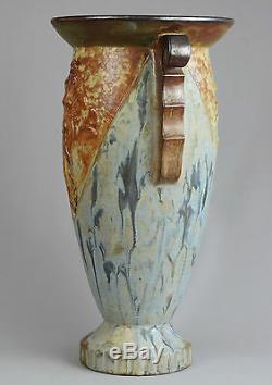 Large Art Deco Stoneware Vase Nude Woman Art Nouveau Stoneware Roger Guerin Belgium