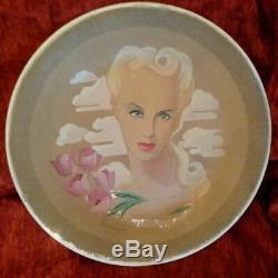 Large Ceramic Art Deco Maurice Dard Signed Large Flat Face Woman 40 Years