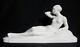 Large Ceramic Sculpture Sarreguemines Female Nude Art Deco Statue C1925